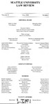 SULR, Volume 33, Issue 1 by Seattle University Law Review
