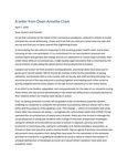 A Letter From Dean Annette Clark by Annette E. Clark