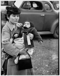 Fumiko Hayashida and her daughter, Bainbridge Island, March 30, 1942 by Seattle Post-Intelligencer